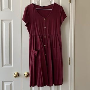 Dress- wine colored, Short sleeve, Ouges, XL